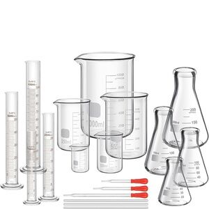 Frienda New Lab Glassware Glass Beaker Set Laboratory Science Chemistry Supplies